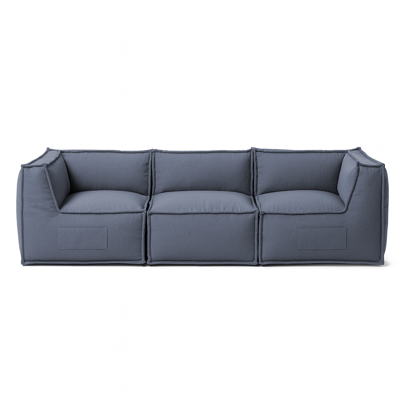 Canapé Modulable 3 Places - Effet Lin - 90x262 Cm