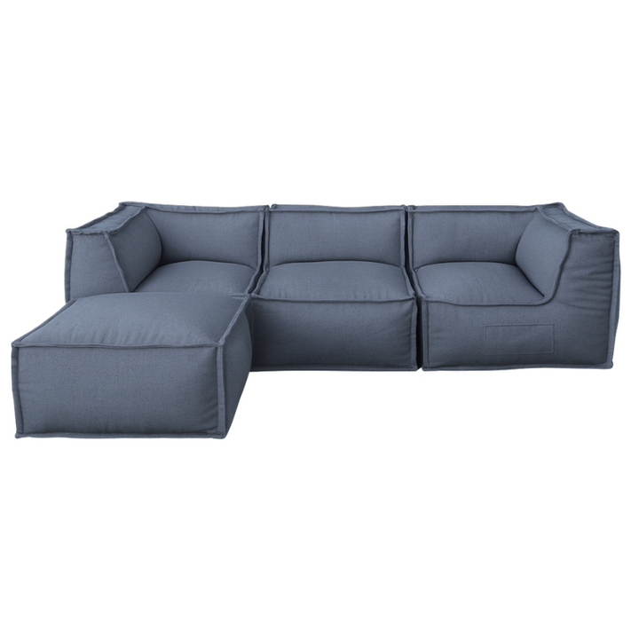 Canapé Modulable 4 Places Avec Méridienne - Effet Lin - 90x262 Cm