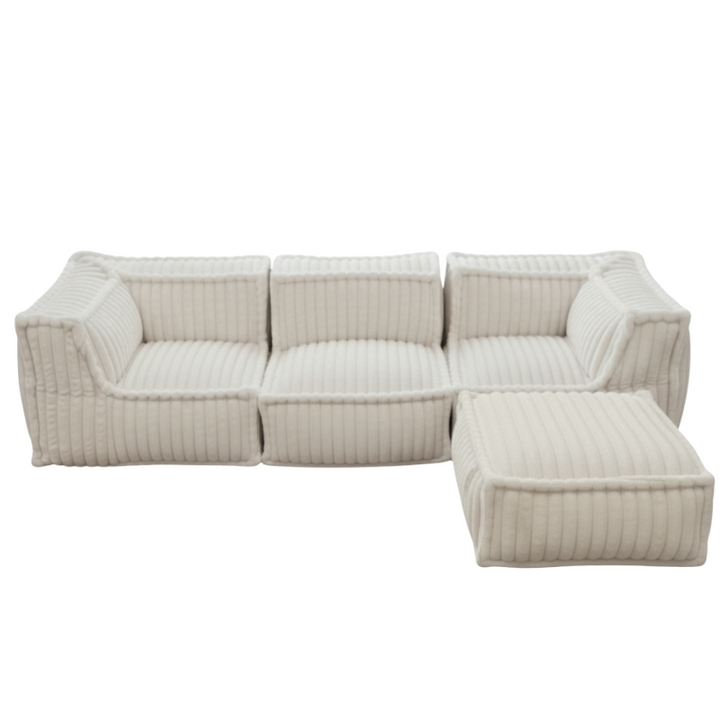 Canapé Modulable 4 Places Avec Méridienne - Fourrure Côtelée - 90x262 Cm