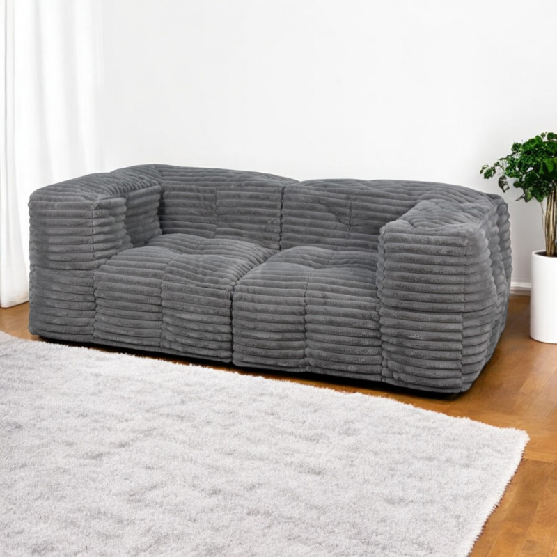 Canapé Modulable Fourrure Côtelé - 90x180 Cm