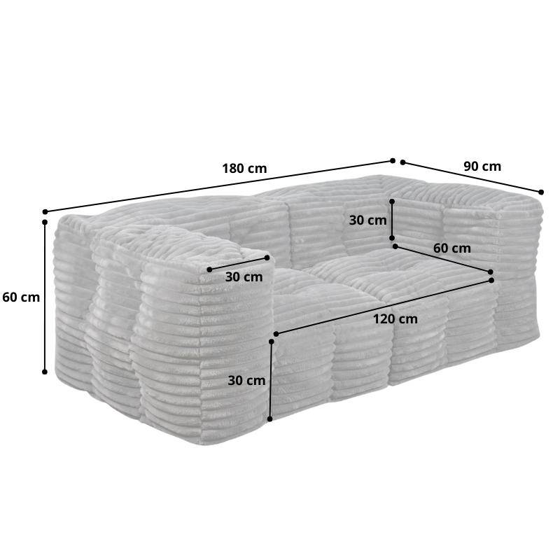 Canapé Modulable Fourrure Côtelé - 90x180 Cm