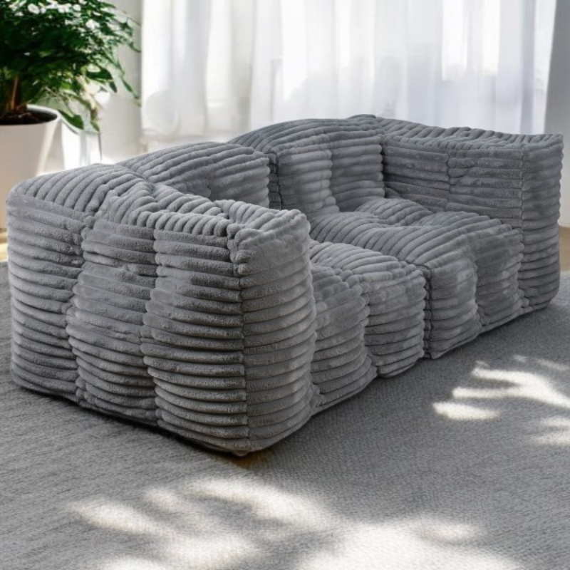 Canapé Modulable Fourrure Côtelé - 90x180 Cm