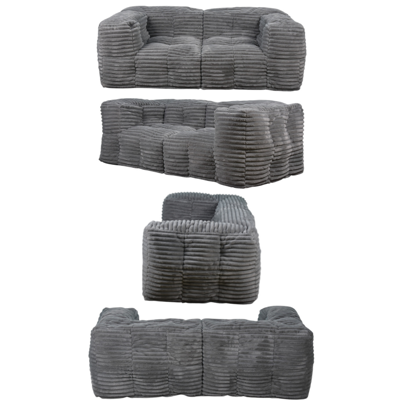 Canapé Modulable Fourrure Côtelé - 90x180 Cm