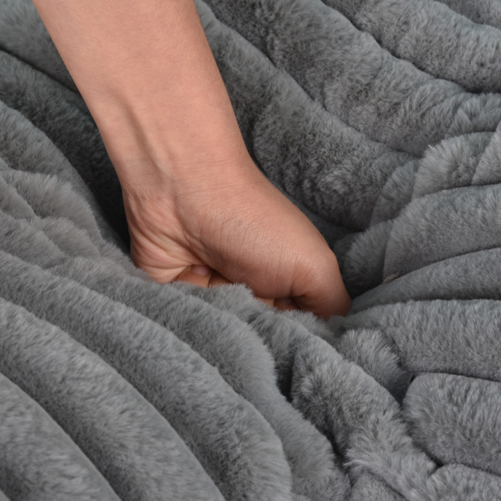 Canapé Modulable Fourrure Côtelé - 90x180 Cm