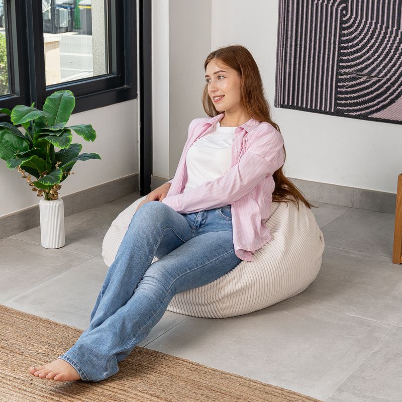 Housse Pouf Poire Velours Côtelé - 120x100 Cm