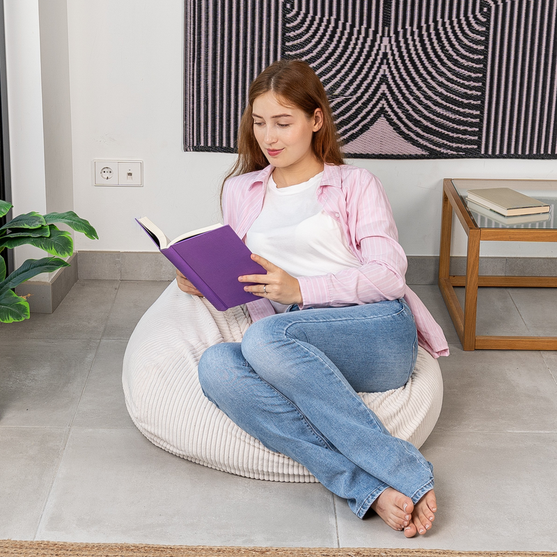 Housse Pouf Poire Velours Côtelé - 80x70 Cm