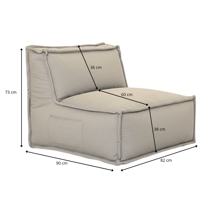 Module Central Pour Canapé Modulable - Effet Lin - 90x82 Cm