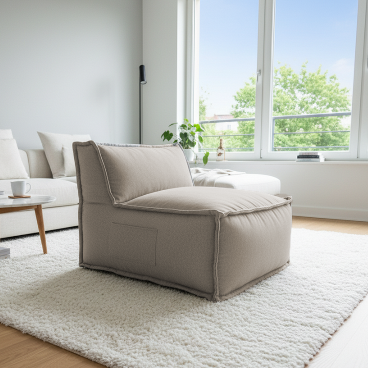 Module Central Pour Canapé Modulable - Effet Lin - 90x82 Cm