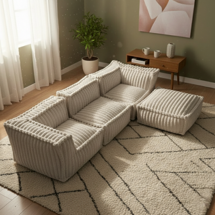 Module Central Pour Canapé Modulable - Fourrure Côtelée - 90x82 Cm
