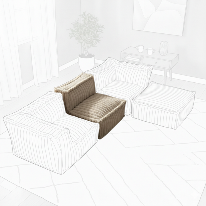 Module Central Pour Canapé Modulable - Fourrure Côtelée - 90x82 Cm