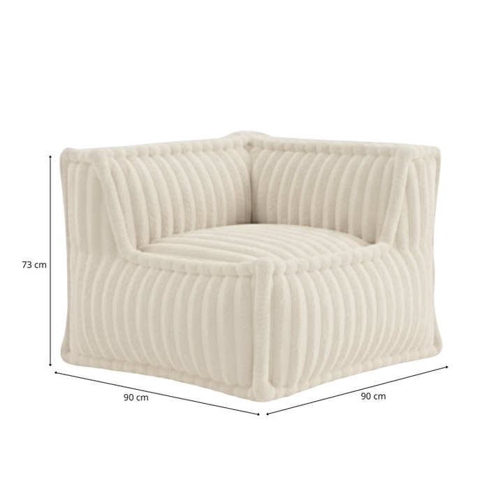 Module D’angle Droit Pour Canapé Modulable - Fourrure Côtelée - 90x90 Cm
