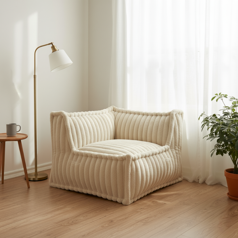 Module D’angle Droit Pour Canapé Modulable - Fourrure Côtelée - 90x90 Cm