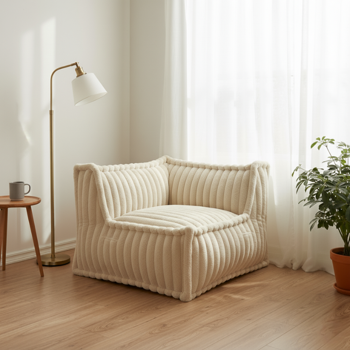Module D’angle Droit Pour Canapé Modulable - Fourrure Côtelée - 90x90 Cm