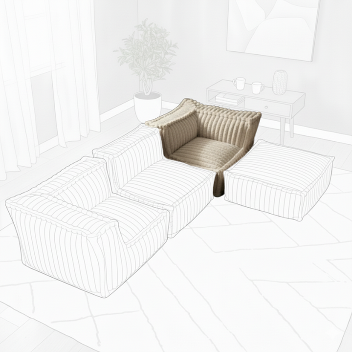 Module D’angle Droit Pour Canapé Modulable - Fourrure Côtelée - 90x90 Cm