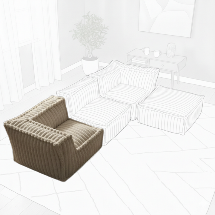 Module D’angle Gauche Pour Canapé Modulable - Fourrure Côtelée - 90x90 Cm