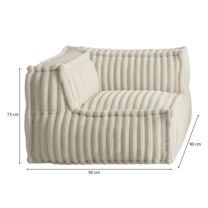 Module D’angle Gauche Pour Canapé Modulable - Fourrure Côtelée - 90x90 Cm