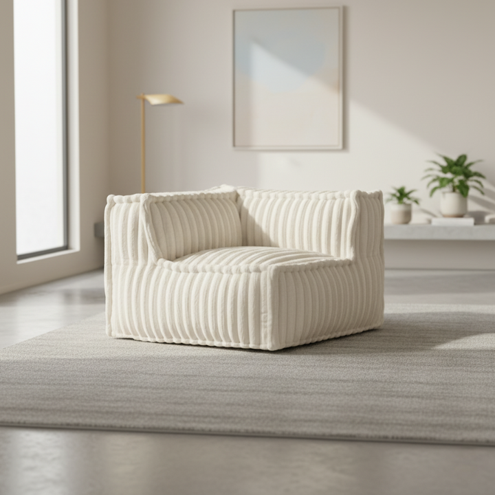 Module D’angle Gauche Pour Canapé Modulable - Fourrure Côtelée - 90x90 Cm