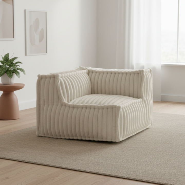 Module D’angle Gauche Pour Canapé Modulable - Fourrure Côtelée - 90x90 Cm