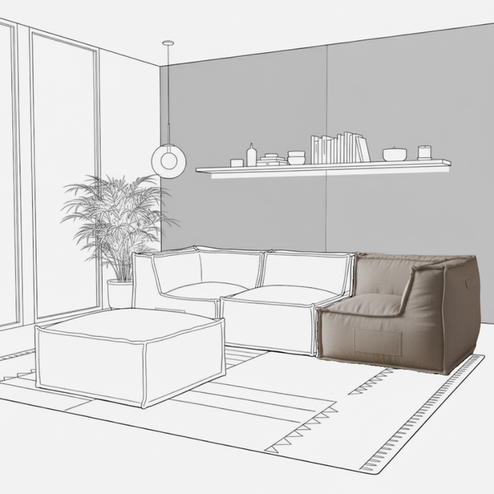Module D’angle Réversible Pour Canapé Modulable - Effet Lin - 90x90 Cm