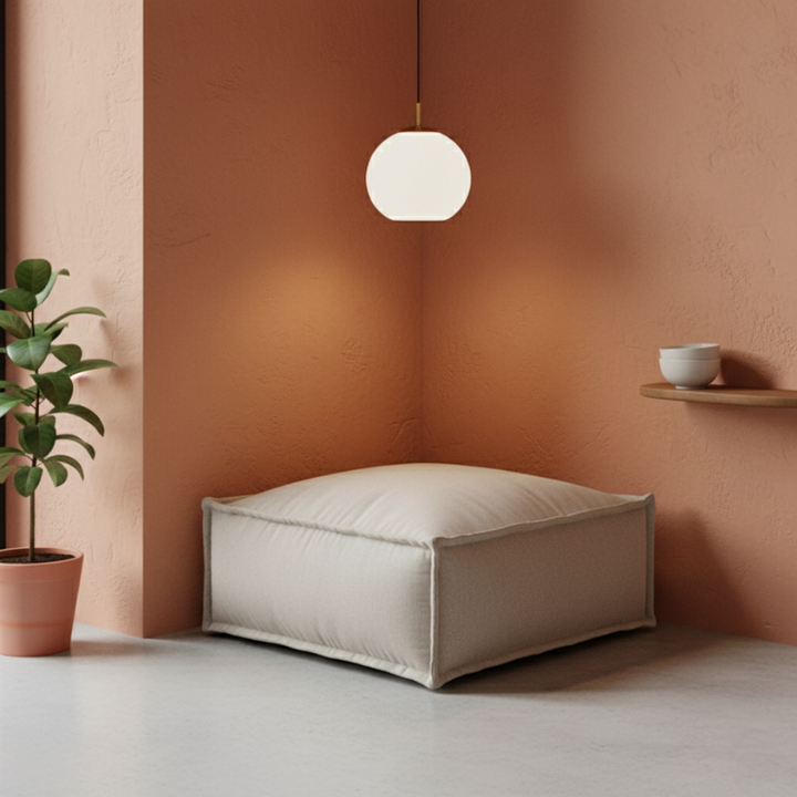 Pouf Méridienne Pour Canapé Modulable - Effet Lin - 80x60x38 Cm