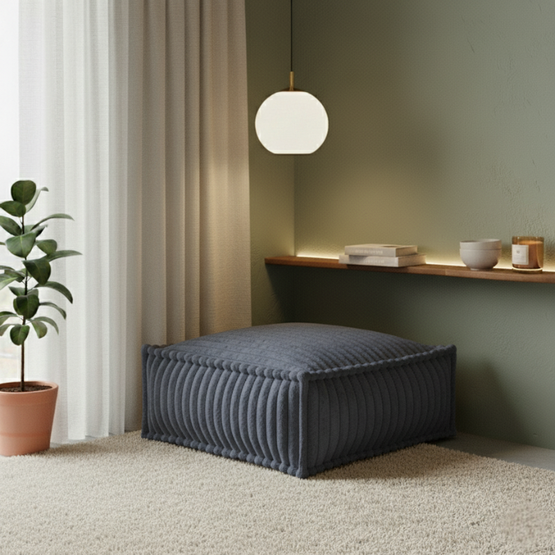 Pouf Méridienne Pour Canapé Modulable - Fourrure Côtelée - 80x60x38 Cm