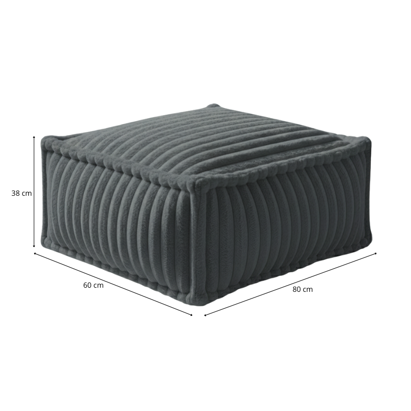Pouf Méridienne Pour Canapé Modulable - Fourrure Côtelée - 80x60x38 Cm
