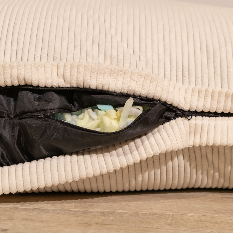 Pouf Velours Côtelé Déhoussable - 140x180 Cm