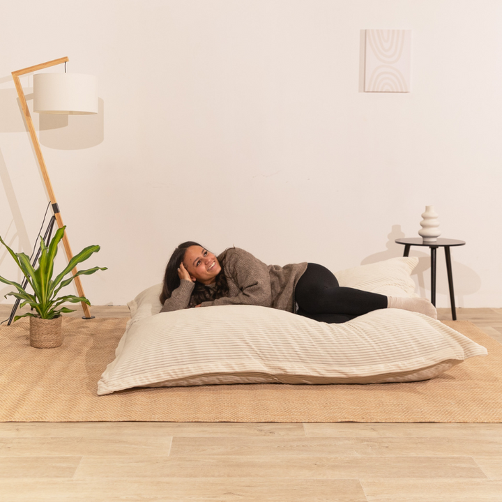 Pouf Velours Côtelé Déhoussable - 140x180 Cm
