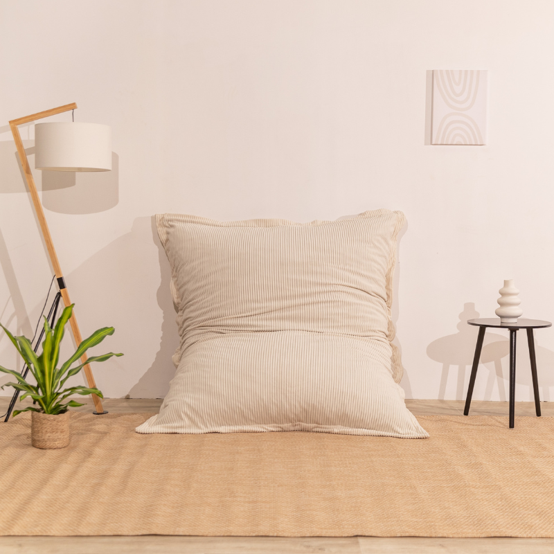 Pouf Velours Côtelé Déhoussable - 140x180 Cm