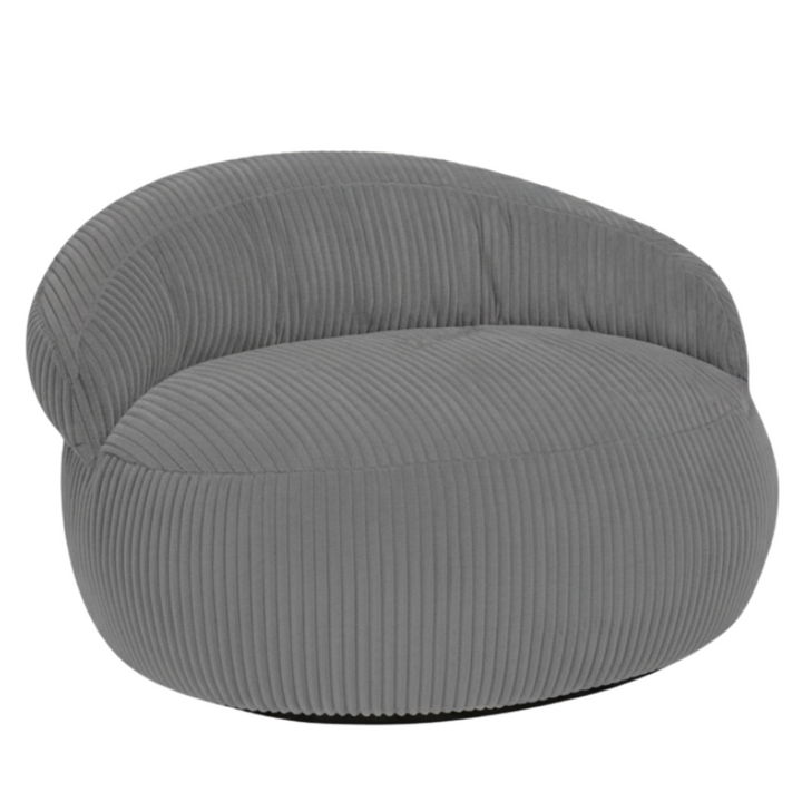Pouf XXL Déhoussable En Velours Côtelé - 110 X 100 Cm