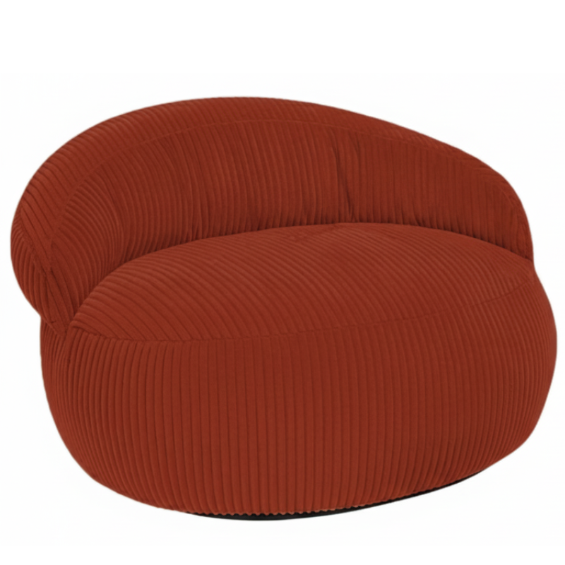 Pouf XXL Déhoussable En Velours Côtelé - 110 X 100 Cm
