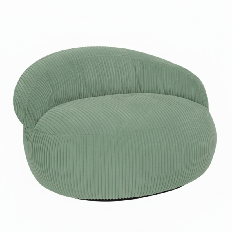 Pouf XXL Déhoussable En Velours Côtelé - 110 X 100 Cm