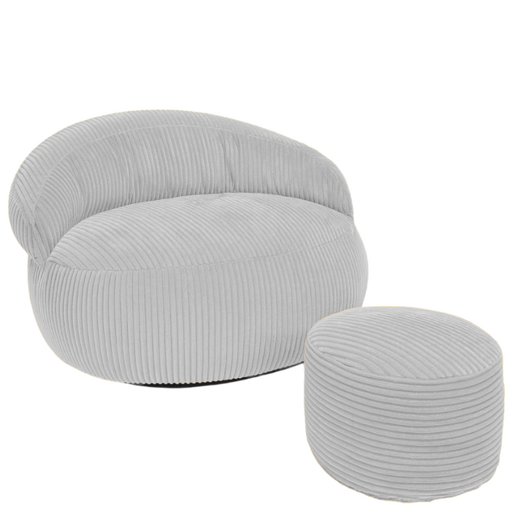 Pouf XXL En Velours Côtelé Déhoussable - 110 X 100 Cm + Repose-Pieds