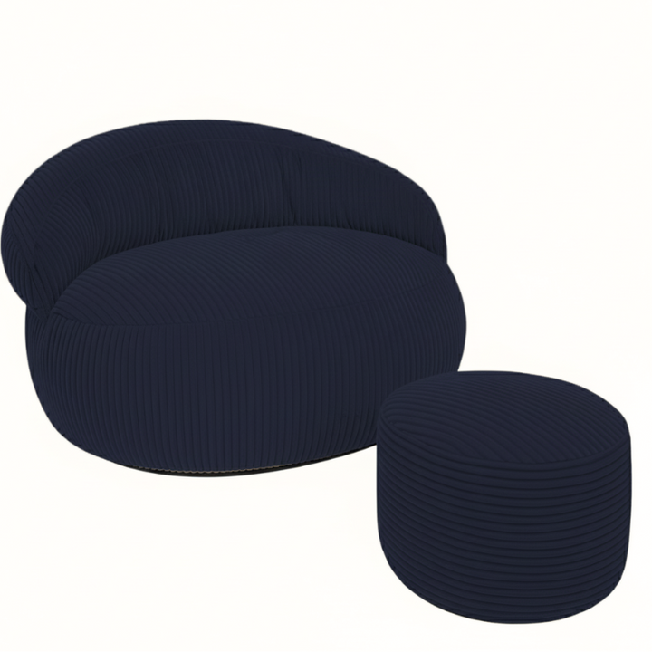 Pouf XXL En Velours Côtelé Déhoussable - 110 X 100 Cm + Repose-Pieds