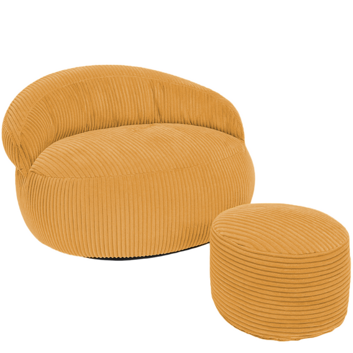 Pouf XXL En Velours Côtelé Déhoussable - 110 X 100 Cm + Repose-Pieds