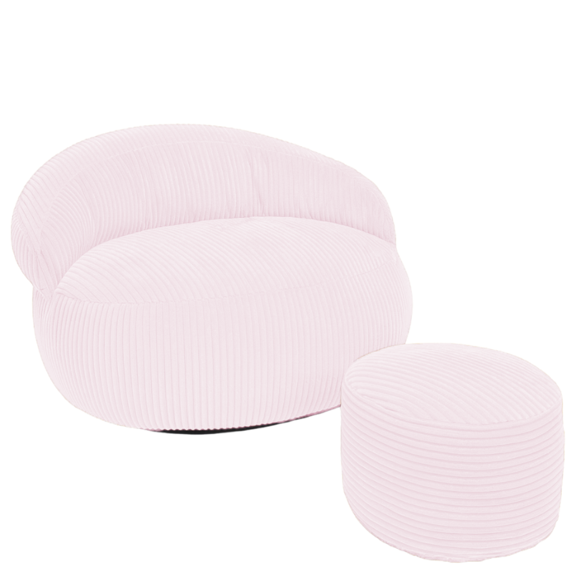 Pouf XXL En Velours Côtelé Déhoussable - 110 X 100 Cm + Repose-Pieds