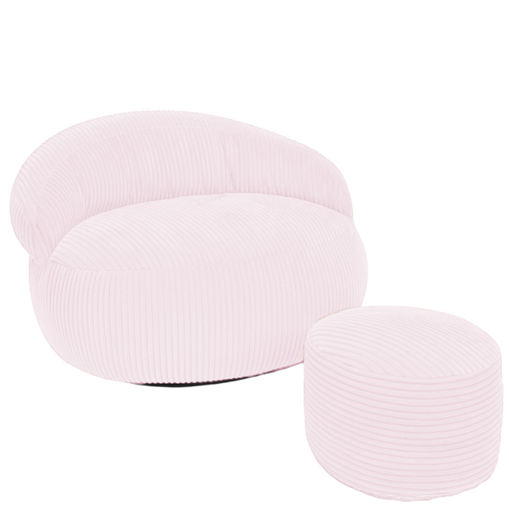 Pouf XXL En Velours Côtelé Déhoussable - 110 X 100 Cm + Repose-Pieds