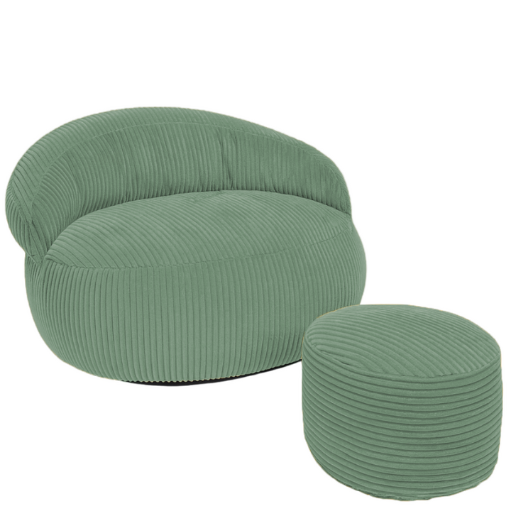 Pouf XXL En Velours Côtelé Déhoussable - 110 X 100 Cm + Repose-Pieds