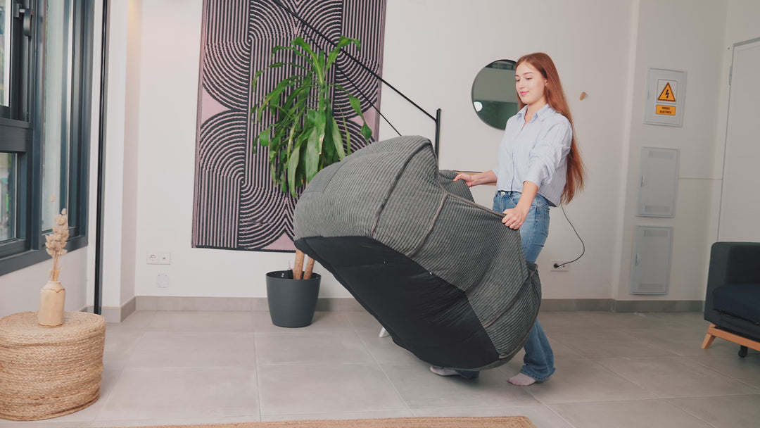 Pouf Fauteuil Velours Côtelé - 100x110 Cm